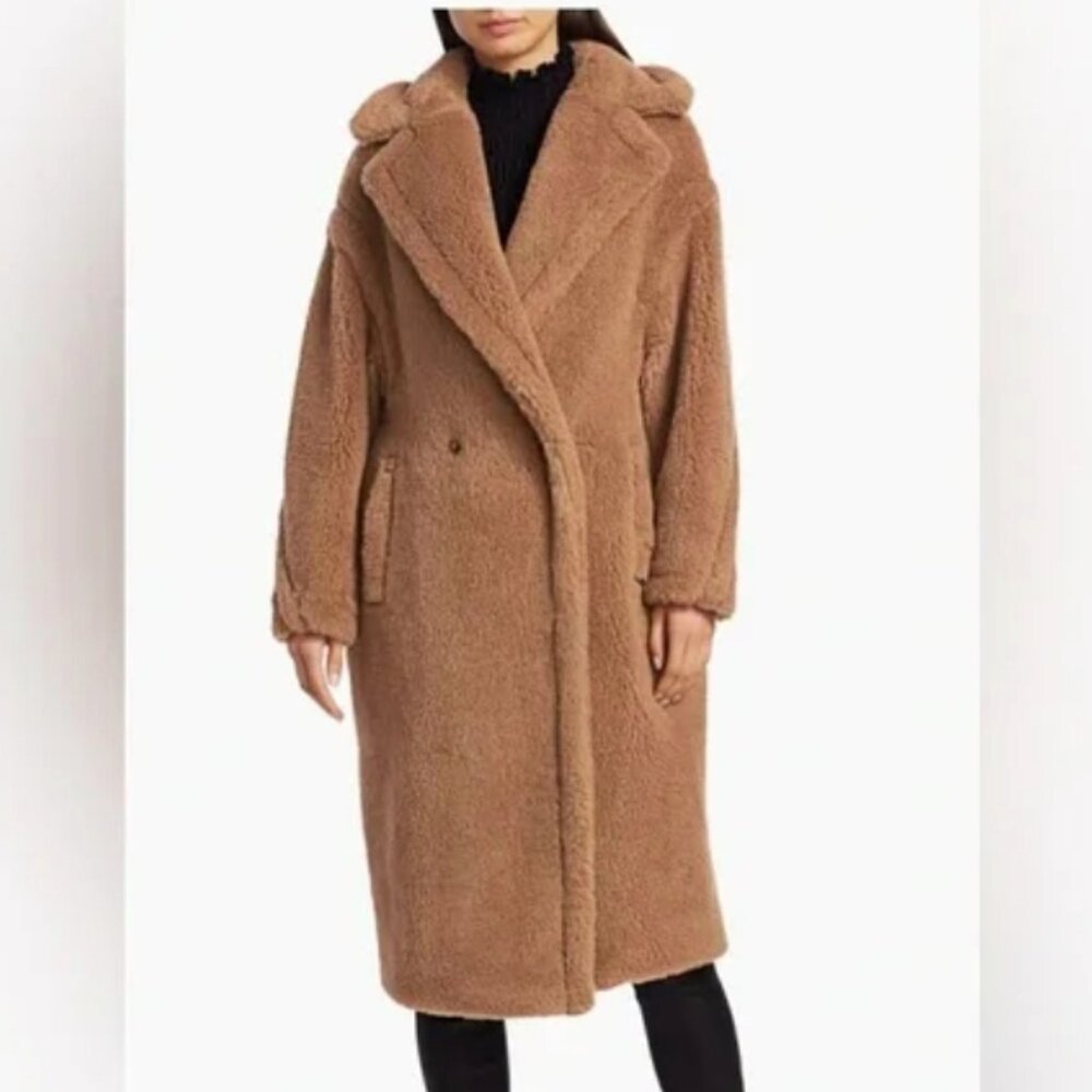 like new MaxMara Single Button Double Breasted Camel Hair / Silk Teddy